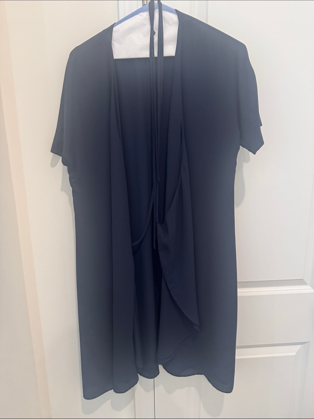 Babaton Navy Draped Open-Front Short-Sleeve Tunic